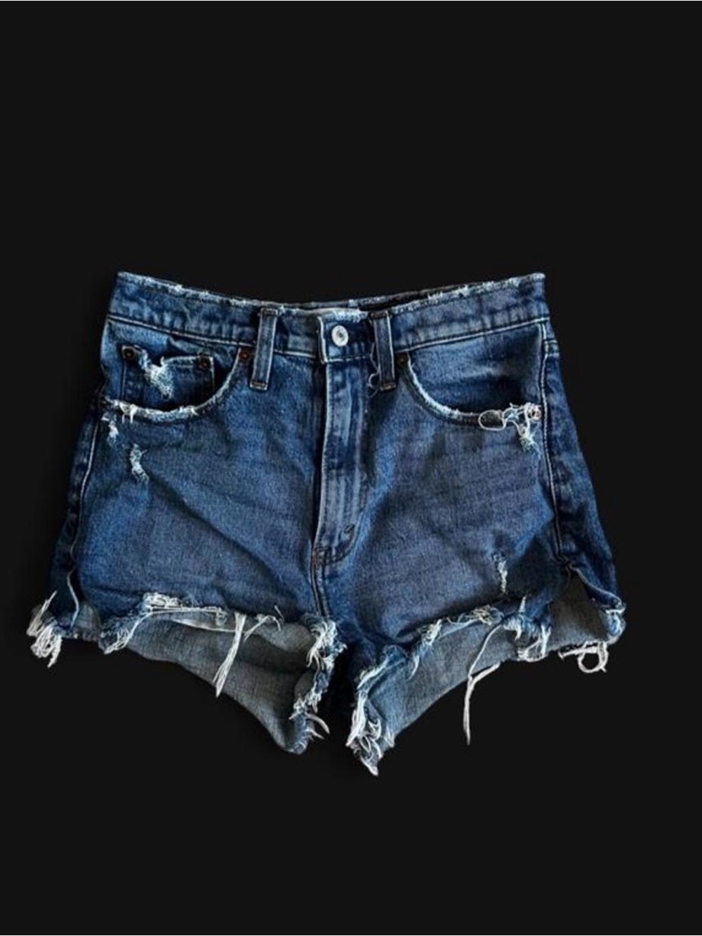 Abercrombie & Fitch Distressed Dark Blue Denim Shorts